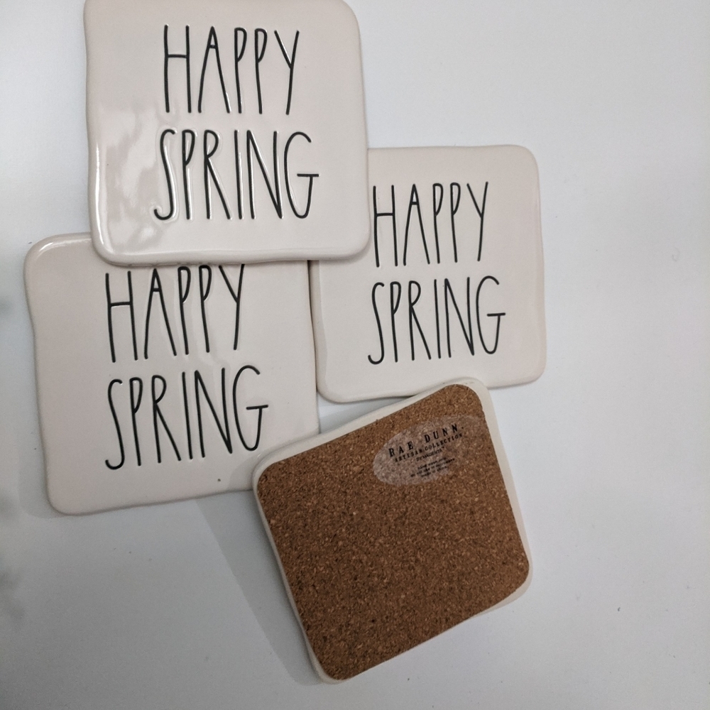 Rae Dunn " Happy Spring" LL Coasters Set of 4